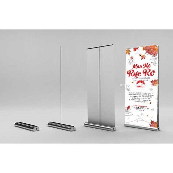 In standee cuốn inox với hình ảnh sắc nét, truyền tải thông điệp rõ ràng, ấn tượng