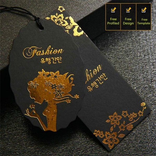 Mẫu tag quần áo ép nhũ kim