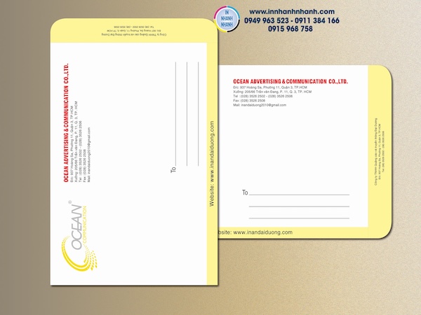 Mẫu phong bì được in bằng máy in phun với màu sắc sắc nét và bố cục chuẩn chỉnh