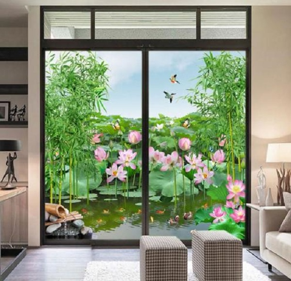 Mẫu decal dán kính thiết kế hoa văn đẹp