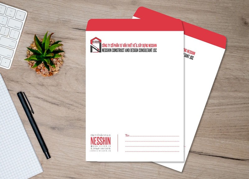 Thiết kế bao thư A4 hiện đại, sang trọng dùng cho các đơn vị thiết kế 
