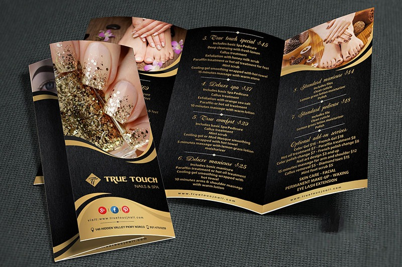 Mẫu menu spa bằng chất liệu PP