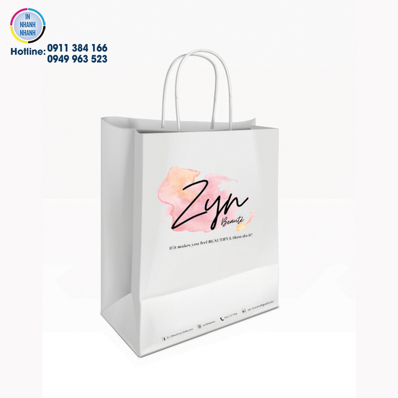 Mẫu túi giấy sang trọng với thiết kế tối giản, cùng gam màu hồng loang nhẹ nhàng