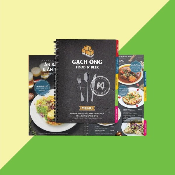 In menu đóng cuốn lò xo giúp nâng cao tính chuyên nghiệp cho quán ăn, nhà hàng 