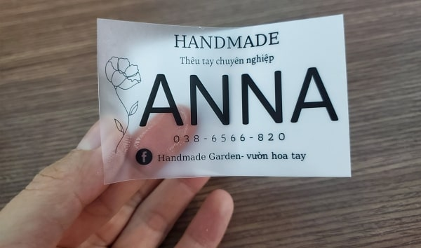 Tem nhãn dán nhựa trong thương hiệu đồ handmade