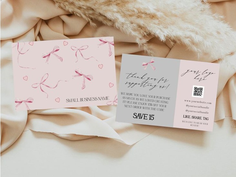 Mẫu thiệp cảm ơn tích hợp voucher, mã QR kèm lời cảm ơn khách hàng