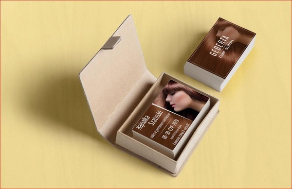 Card visit salon tóc hiện đại với tông màu tinh tế, thể hiện phong cách thời trang và đẳng cấp