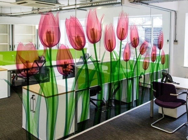 mẫu in decal trong dán vách kính trang trí