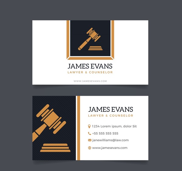 Mẫu name card luật sư tối giản, màu xanh navy kết hợp màu vàng trang nhã