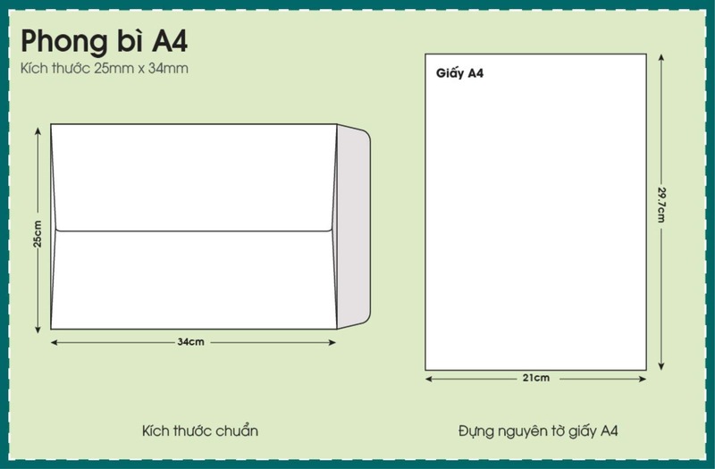 In bao thư A4 được thiết kế với kích thước lớn hơn phong bì thông thường