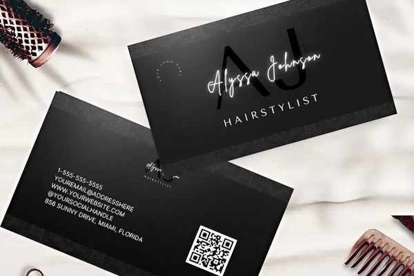 Mẫu name card salon tóc đẹp, thể hiện phong cách chuyên nghiệp