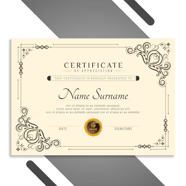 Mẫu certificate gấp đôi trải phẳng