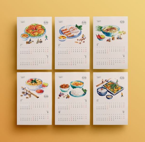 Lịch treo tường loại 6 tờ và 1 tờ bìa