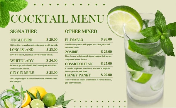 Mẫu menu thiết kế Powerpoint ngang số 6