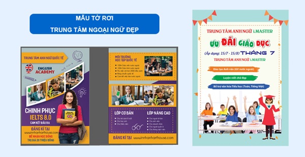 Mẫu tờ rơi quảng cáo trung tâm ngoại ngữ sẽ giúp tiếp cận trực tiếp với khách hàng nhanh chóng