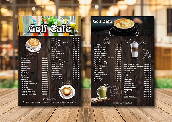 Menu quán cafe thiết kế khoa học nội dung dễ nhìn