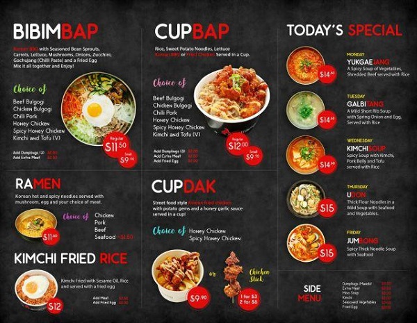 Mẫu menu đẹp với ảnh các món ăn