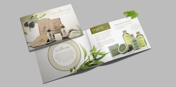 Catalogue mỹ phẩm theo tông màu xanh lá