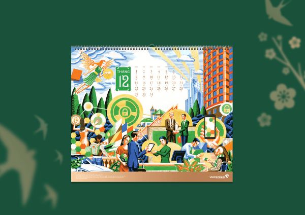 Lịch để bàn do Vietcombank in ấn để tri ân khách hàng