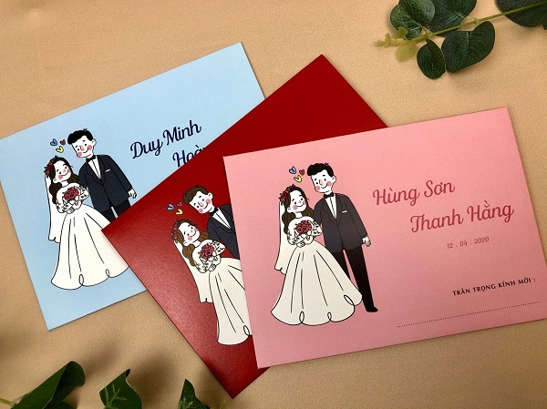 Thiệp cưới Chibi dễ thương, ấn tượng