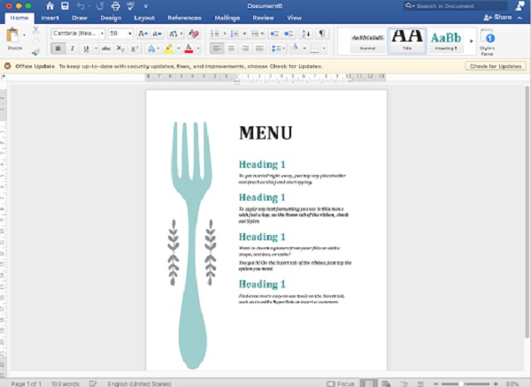 Định hướng tiêu đề cho menu như thế nào?