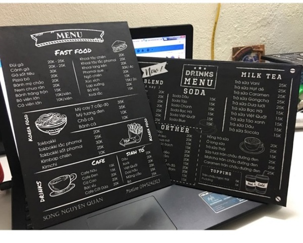 Mẫu menu số 01 cho quán nước, cà phê