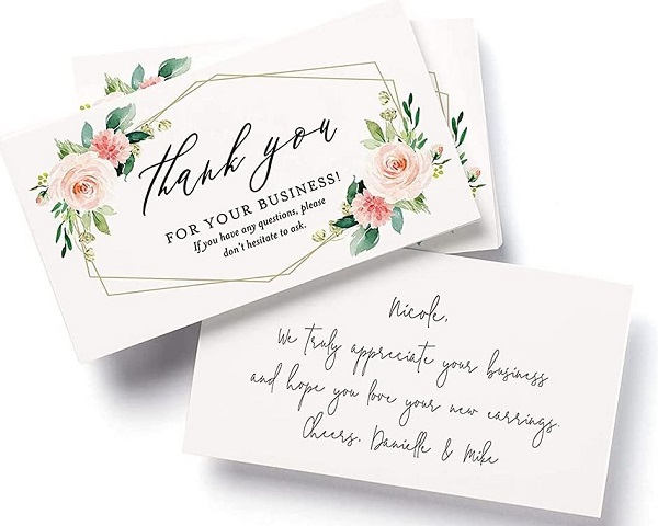 Kích thước thiệp cảm ơn dạng gập đôi được ưa chuộng sử dụng 