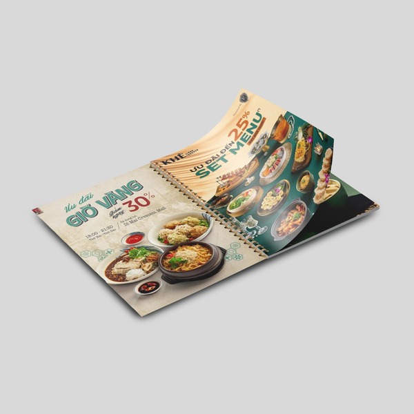 Mẫu menu nhựa dạng cuốn tiện lợi, dễ sử dụng