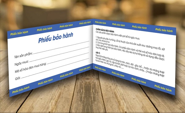 Mẫu phiếu bảo hành file word dạng gấp đôi