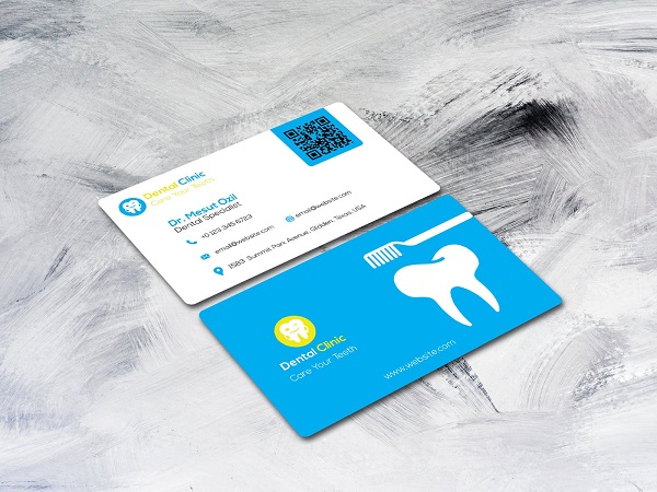 Mẫu card visit dành cho bác sĩ nha khoa với biểu tượng răng 