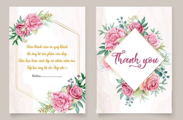 Mẫu thiệp cảm ơn với thiết kế bắt mắt