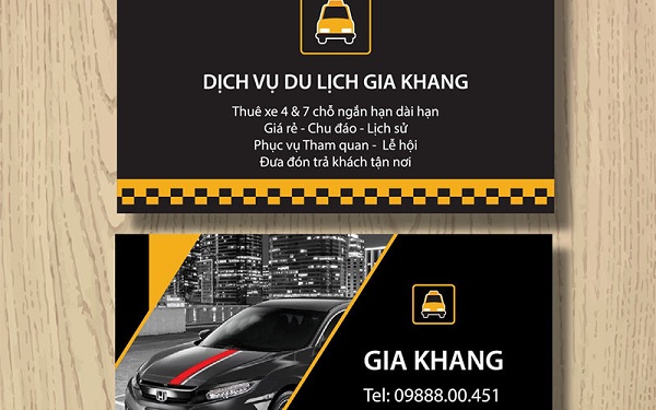 Card visit dịch vụ xe du lịch màu đen vàng sang trọng 