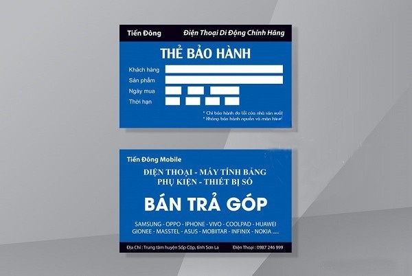 Mẫu phiếu in bảo hành điện thoại 