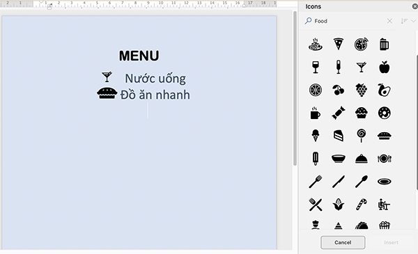 Nội dung menu ngắn gọn