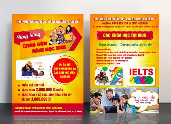 Mẫu poster giới thiệu khóa học trung tâm tiếng Anh thu hút