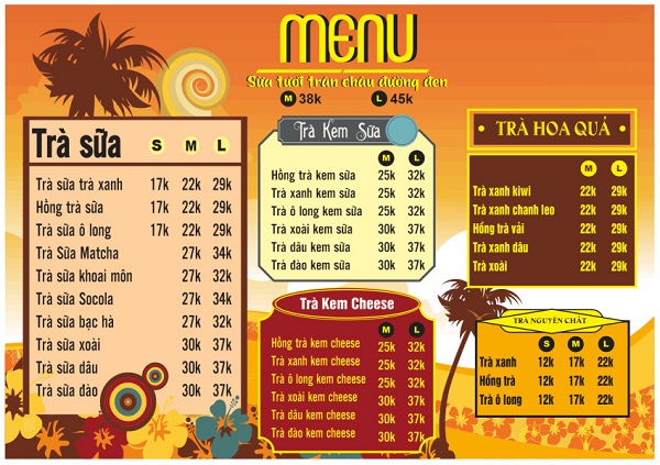 Mẫu menu quán trà sữa, độc đáo, cực bắt mắt