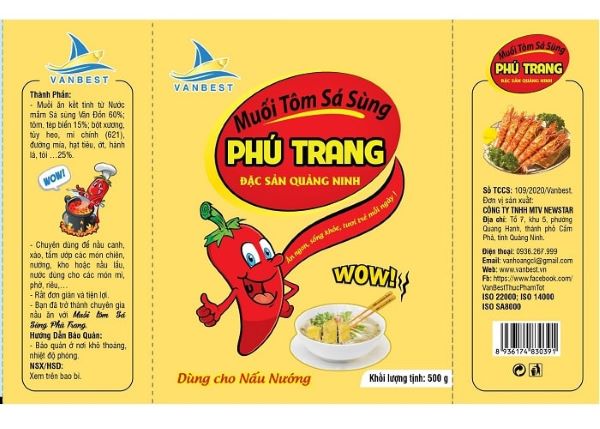 Mẫu tem dán nhãn hộp muối tôm