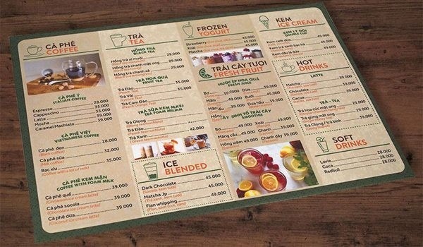 Mẫu menu số 16 bìa cứng giới thiệu đồ uống