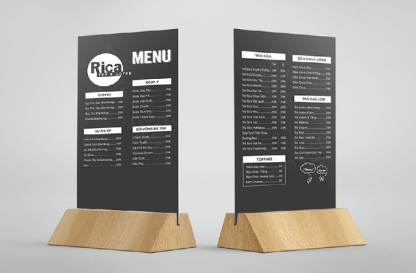 Mẫu menu số 04 thiết kế tối giản với 2 tone màu đen trắng