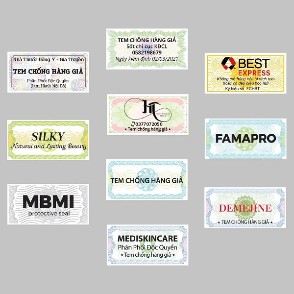 Các loại tem niêm phong được sử dụng phổ biến