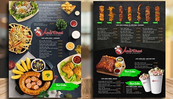 Hình ảnh khi làm menu bằng bìa cứng phải chất lượng cao, sắc nét