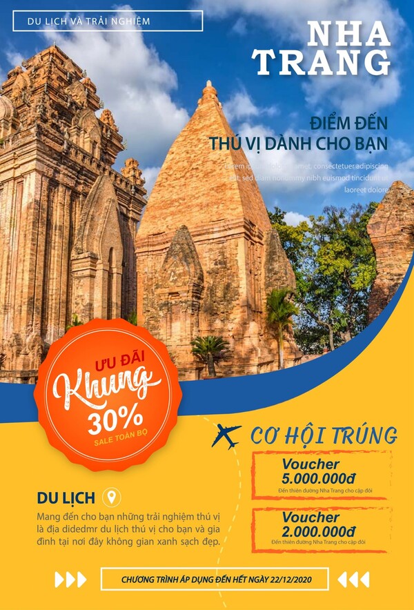 Mẫu poster du lịch Nha Trang mang đến cảm giác năng động