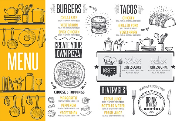 Trang trí menu đồ ăn bắt mắt, ấn tượng