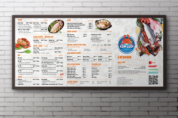 Mẫu menu đồ ăn thiết kế đơn giản