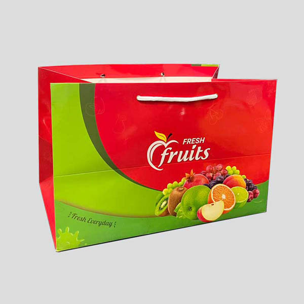 Mẫu in túi giấy đựng hoa quả với thiết kế đẹp mắt cùng màu sắc nổi bật, tươi sáng