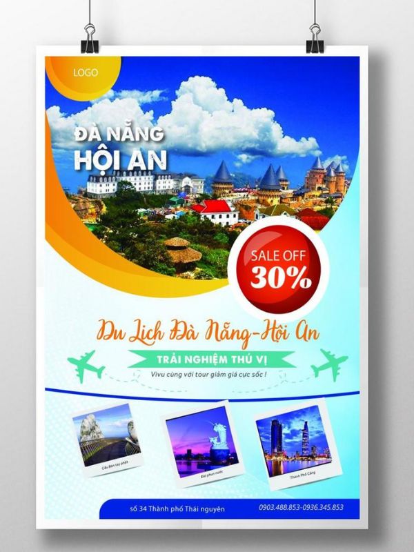 Mẫu tờ rơi quảng cáo tour du lịch Đà Nẵng Sale off 30%