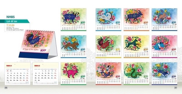 Lịch để bàn 12 con giáp
