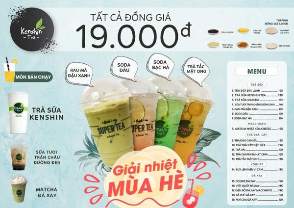 Mẫu menu trà sữa đơn giản