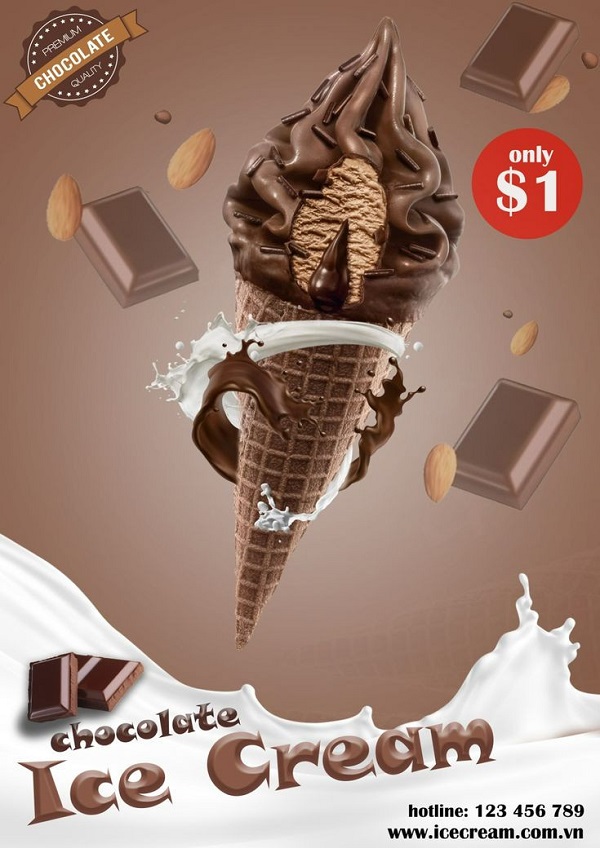 Poster quảng cáo kem socola ấn tượng, thu hút