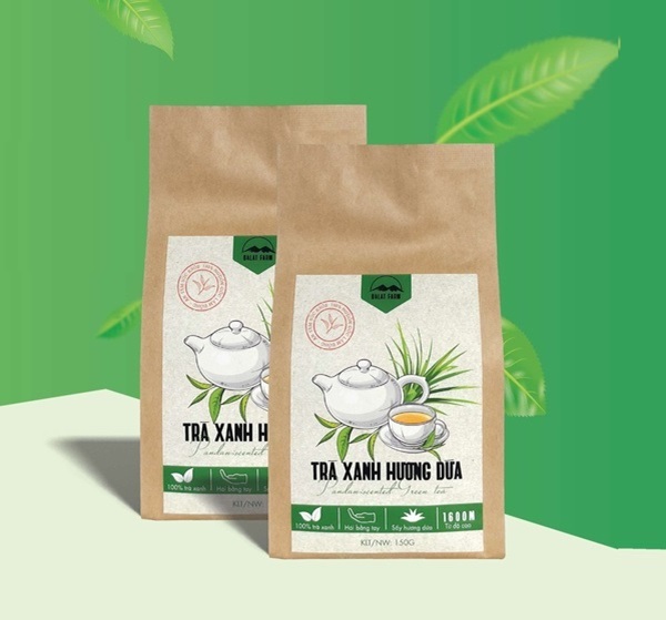 Mẫu túi giấy đựng trà Trà Xanh Hương Dứa